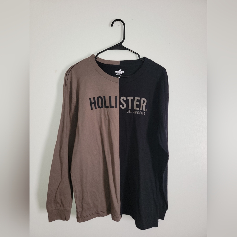 Half brown half black Hollister Long-sleeve shirt